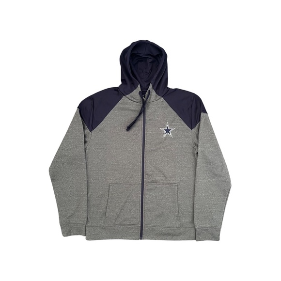 Dallas Cowboys Full Zip Jacket Polyester Sweater Hoodie Mens M NFL Team Apparel - Picture 1 of 8